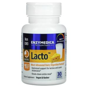 Enzymedica, Lacto, формула для переваривания молочных продуктов последнего поколения, 30 капсул