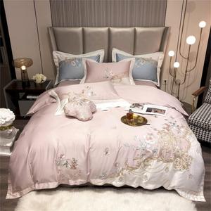 RomildaYuan Комплект постельного белья из египетского хлопка с цветочной вышивкой Princess в стиле принцессы Pink