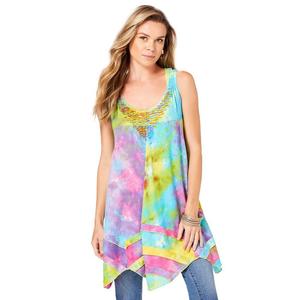 Женская туника больших размеров с присборенной спиной Roaman's, цвет Yellow Multi