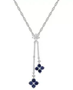 Ожерелье-Лариат длиной 18 дюймов с рубинами (3/4 карата tw) и бриллиантами (1/8 карата tw) в виде двух цветков из стерлингового серебра (также с сапфирами и изумрудами) Macy'S, sapphire