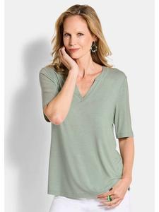 GOLDNER Футболка из вискозного трикотажа с отделкой цвета шалфея