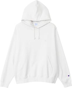 Мужская толстовка с длинными рукавами Champion C8-A122Z, круглый вырез, логотип One Point, вышивка, свободный крой, приспущенные плечи, капюшон, белый (бежевый), размер S