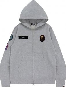 Худи BAPE Military Patch Heavy Weight Zip Hoodie 'Grey', серый