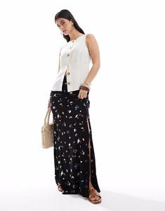 Юбка макси ASOS DESIGN с высоким разрезом и цветочным принтом