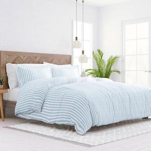 Домашняя коллекция Ультрамягкий набор пододеяльников премиум-класса с грубыми полосками Home Collection, цвет Light Blue