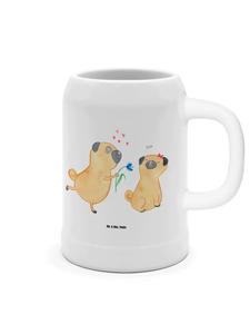 Пивная кружка с мопсом, влюбленная, без слов, в белом цвете Mr. & Mrs. Panda