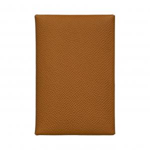 Кожаный кошелек Calvi Duo Epsom, держатель для карт унисекс золотисто-коричневый HERMES