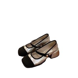 TAFN Туфли Mary Jane на массивном каблуке женские серебристые