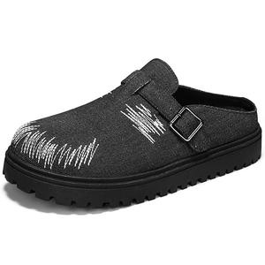 Сандалии с закрытым носком, устойчивые к истиранию и скольжению, мужские LINGPAO, Denim Black