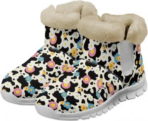 Женские зимние сапоги из коровьей кожи с меховой подкладкой, теплые фланелевые, противоскользящие, легкие уличные сапоги для женщин, размер США 6-12 Fuxowvby, Cow Skin Daisy