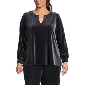 Блузка с длинным рукавом из бархата Plus size Lands' End, Black