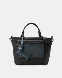 Сумка ручная с передним карманом принт реверсивная Jo & Mr. Joe, черный