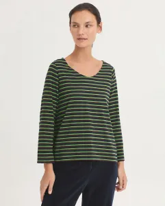 Женская полосатая футболка с вырезом лодочкой Nice Things, темно-синий