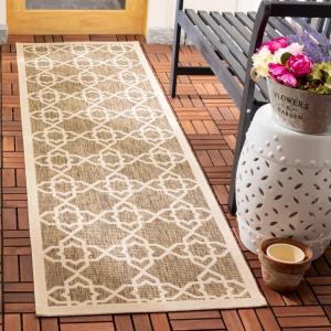 Ковер SAFAVIEH, 69 x 244 см, Washable Rug Outdoor Courtyard Collection - коричневый и бежевый, без линьки и легкий в уходе, идеально для патио, прихожей, гардеробной, коридора, кухни (CY6032-242)