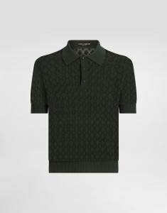 Хлопковое ажурное поло с короткими рукавами Dolce & Gabbana, зеленый