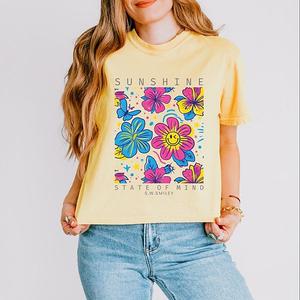 SWSmiley sunshine state of mind floral - женский бокси кроп топ с принтом Simply Sage Market, Butter