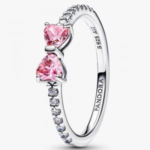Кольцо Pandora Sparkling Pink Bow, серебро