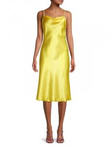 Однотонное атласное платье-комбинация по косой Bebe Yellow