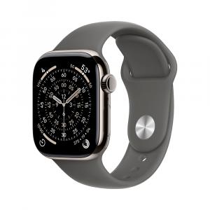 Умные часы Apple Watch Series 11 (GPS+Cellular), 42 мм, Natural Titanium Case/Stone Gray Sport Band - M/L
