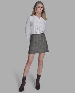 Женская мини-юбка в клетку на пуговицах BCBG, Black Combo