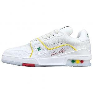 LOUIS VUITTON Низкие кроссовки для скейтбординга Trainer унисекс белого, желтого и синего цветов, ограниченный тираж