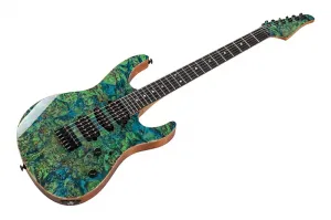 Suhr Modern Set Neck Custom Shop Waterfall Burl Maple HSH TA - Прозрачный Зеленый