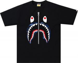 Футболка BAPE Color Camo Shark Tee 'Black/Navy', черный