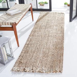 Ковер-дорожка SAFAVIEH, 69 x 427 см, Natural Fiber Collection, Grey & Beige, ручное плетение с бахромой из джута, идеально для помещений с высокой проходимостью в гостиной, спальне (NF825F)