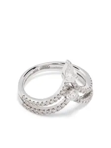 Кольцо Mixed Stacked Chevron из белого золота с бриллиантами SHAY, серебяный