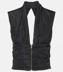 Топ из тафты с рюшами Patou, черный