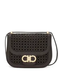 Сумка-кросс-боди Double Gancini North-South (экстра маленькая) Ferragamo, коричневый