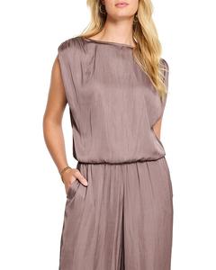 Топ с плиссированными плечами и глянцевым блеском NIC+ZOE, коричневый