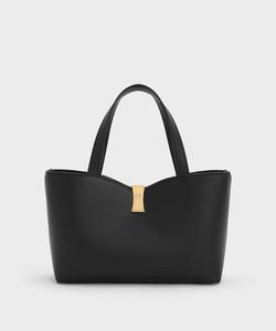 Сумка-тоут Lilibet с металлическим акцентом Charles & Keith, цвет Black