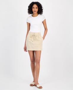 Женская мини-юбка с поясом и застежкой-молнией спереди BOSS Orange, Stone