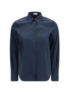 Рубашка с цепочной отделкой Brunello Cucinelli, синий