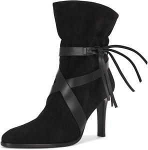 Женские ботильоны Olomisa с заостренным носком, каблуком-стилетом kitten, ремешком с бахромой, на выходе, Black