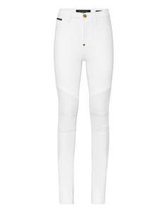 Джинсовые байкерские брюки с высокой талией PHILIPP PLEIN, цвет summer snow