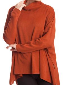 Свитер свободного кроя с воротником-хомутиком цвета ржавчины ANGEL, цвет rust