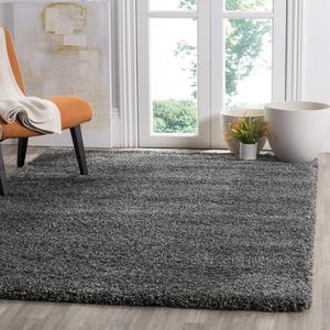 Ковер SAFAVIEH, 92 x 153 см, Santa Monica Shag Collection Dark Grey SGN725 сплошной без ворса для гостиной, спальни, столовой, прихожей плюшевый