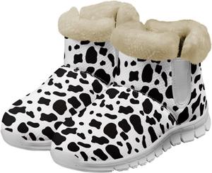 Зимние ботинки Chaqlin, снежные ботинки, утепленные ботинки до щиколотки, противоскользящие, с флисовой подкладкой, уютные, для холодной погоды, повседневные уличные ботинки, Cartoon Cow Print