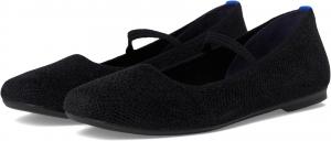 Балетки Rothy's The Revelvet Max Square Mary Jane, цвет Revelvet Black