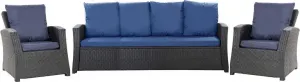 Комплект садовых подушек из полираттана, темно-синий: подушка сиденья 160x50 см + 3 подушки спинки 56x50 см - подушки для 4-5-местного садового дивана и садового стула/кресла