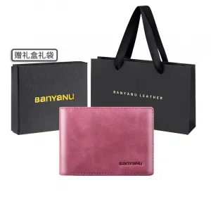 Banyanu Кожаный картхолдер для мужчин, Mauve-Money Slot Horizontal-Anti-Skimming