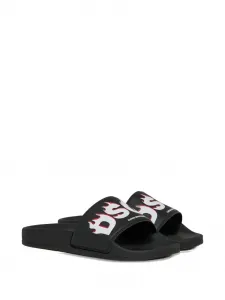 Шлепанцы с графическим логотипом Dsquared2 Kids, черный