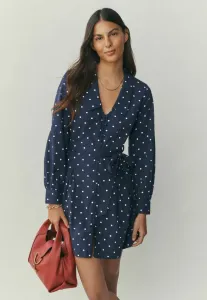 Платье-Рубашка стандартного кроя, мини, с длинными рукавами и воротником Next, Navy White