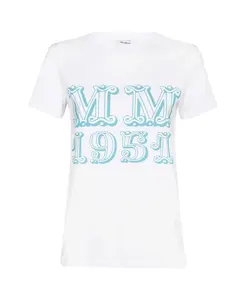 Хлопковая футболка в рубчик с принтом на передней части. Max Mara, белый