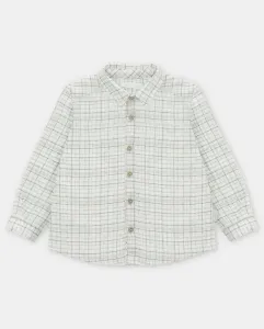 Хлопковая детская рубашка с микроузором в клетку песочного цвета Martín Aranda