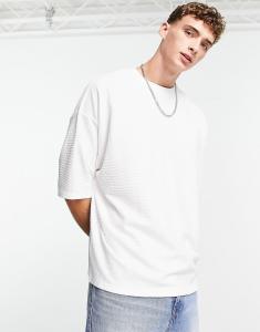 Белая вафельная футболка оверсайз ASOS DESIGN