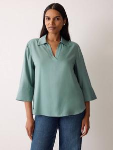 Топ с открытым воротником из твила Jigsaw, Blue