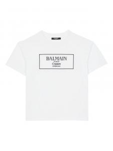Balmain Kids футболка с вышитым логотипом, белый